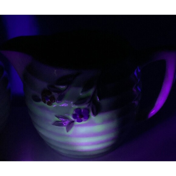 Vitreous Porcelain China Beehive Style Creamer & Sugar Bowl With Uranium Glaze - Picture 16 of 16